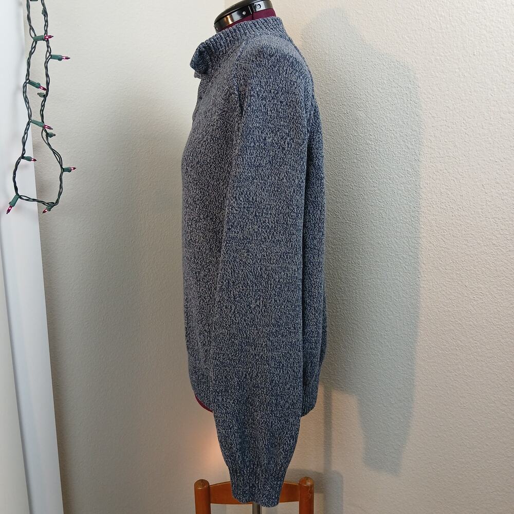 Mutual Weave Button Collar Pullover Sweater Mens XXL cotton blue marl knit cozy - Picture 2 of 11